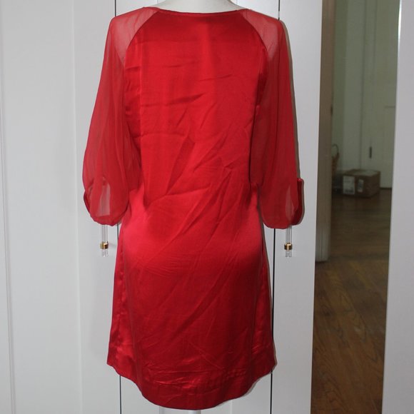 Crispin & Basilio red sheer-sleeve dress - Picture 3 of 3
